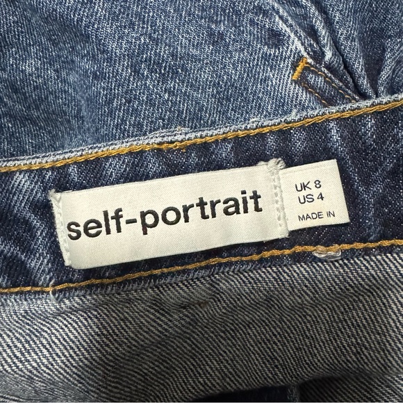 Self Portrait Denim Flared Mini Skirt Blue US Size 4 $295 - Picture 8 of 11